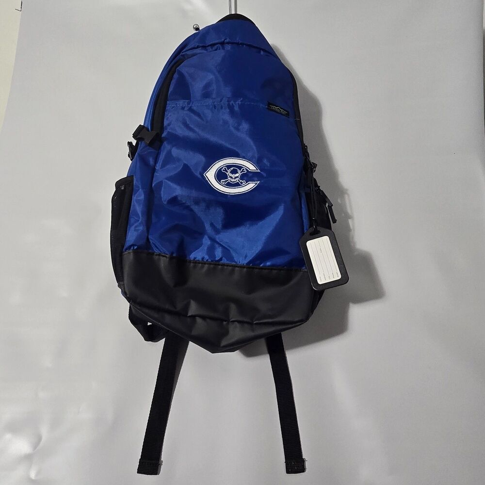 Crossland 15" Laptop Backpack Royal Blue Black Skull Crossbones School Work Bag